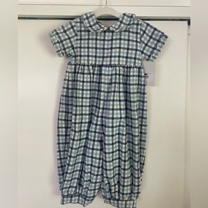 James & Lottie flannel check long romper, NWT